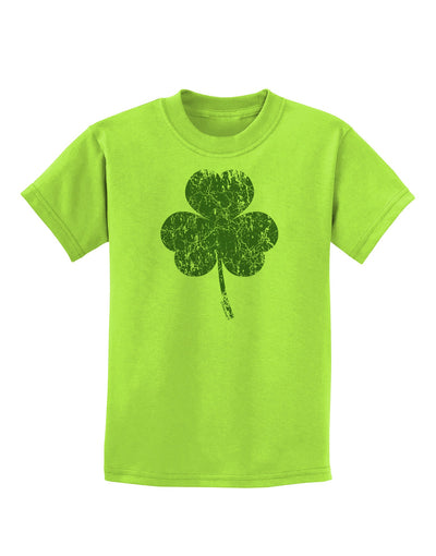 Distressed Traditional Irish Shamrock Childrens T-Shirt-Childrens T-Shirt-TooLoud-Lime-Green-X-Small-Davson Sales