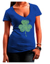 Distressed Traditional Irish Shamrock Juniors V-Neck Dark T-Shirt-Womens V-Neck T-Shirts-TooLoud-Royal-Blue-Juniors Fitted Small-Davson Sales