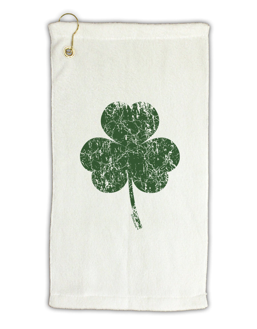 Distressed Traditional Irish Shamrock Micro Terry Gromet Golf Towel 11&#x22;x19-Golf Towel-TooLoud-White-Davson Sales