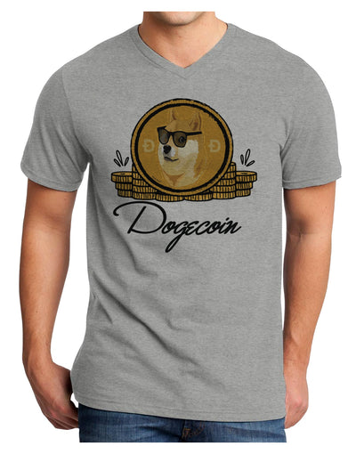 Doge Coins Adult V-Neck T-shirt-Mens T-Shirt-TooLoud-HeatherGray-Small-Davson Sales