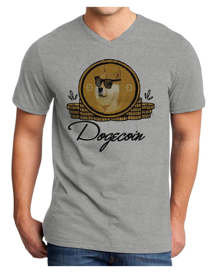 Doge Coins Adult V-Neck T-shirt-Mens T-Shirt-TooLoud-White-Small-Davson Sales