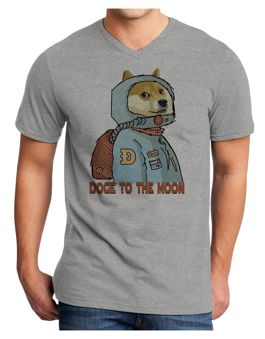 Doge to the Moon Adult V-Neck T-shirt-Mens T-Shirt-TooLoud-White-Small-Davson Sales
