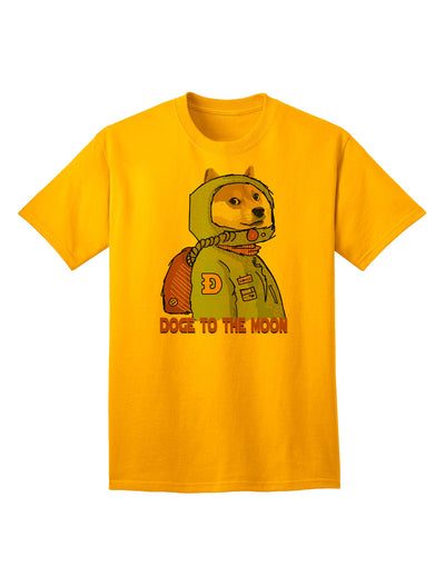 Doge to the Moon Adult T-Shirt Gold 4XL Tooloud