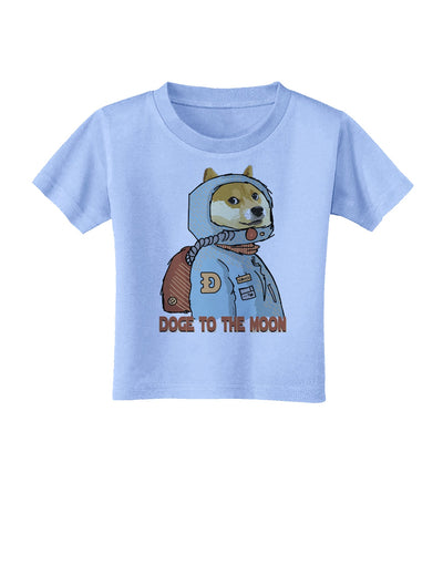 Doge to the Moon Toddler T-Shirt Aquatic Blue 4T Tooloud