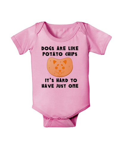 Dogs Are Like Potato Chips Baby Romper Bodysuit-Baby Romper-TooLoud-Pink-06-Months-Davson Sales