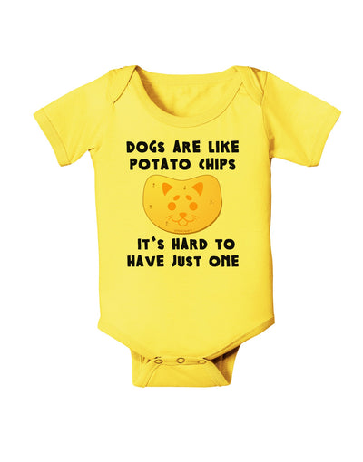 Dogs Are Like Potato Chips Baby Romper Bodysuit-Baby Romper-TooLoud-Yellow-06-Months-Davson Sales