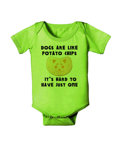 Dogs Are Like Potato Chips Baby Romper Bodysuit-Baby Romper-TooLoud-Lime-06-Months-Davson Sales