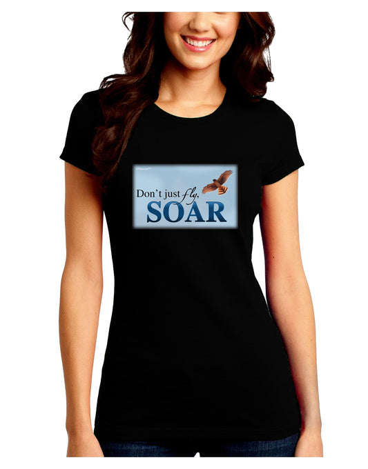Don't Just Fly SOAR Juniors Petite Crew Dark T-Shirt-T-Shirts Juniors Tops-TooLoud-Black-Juniors Fitted Small-Davson Sales