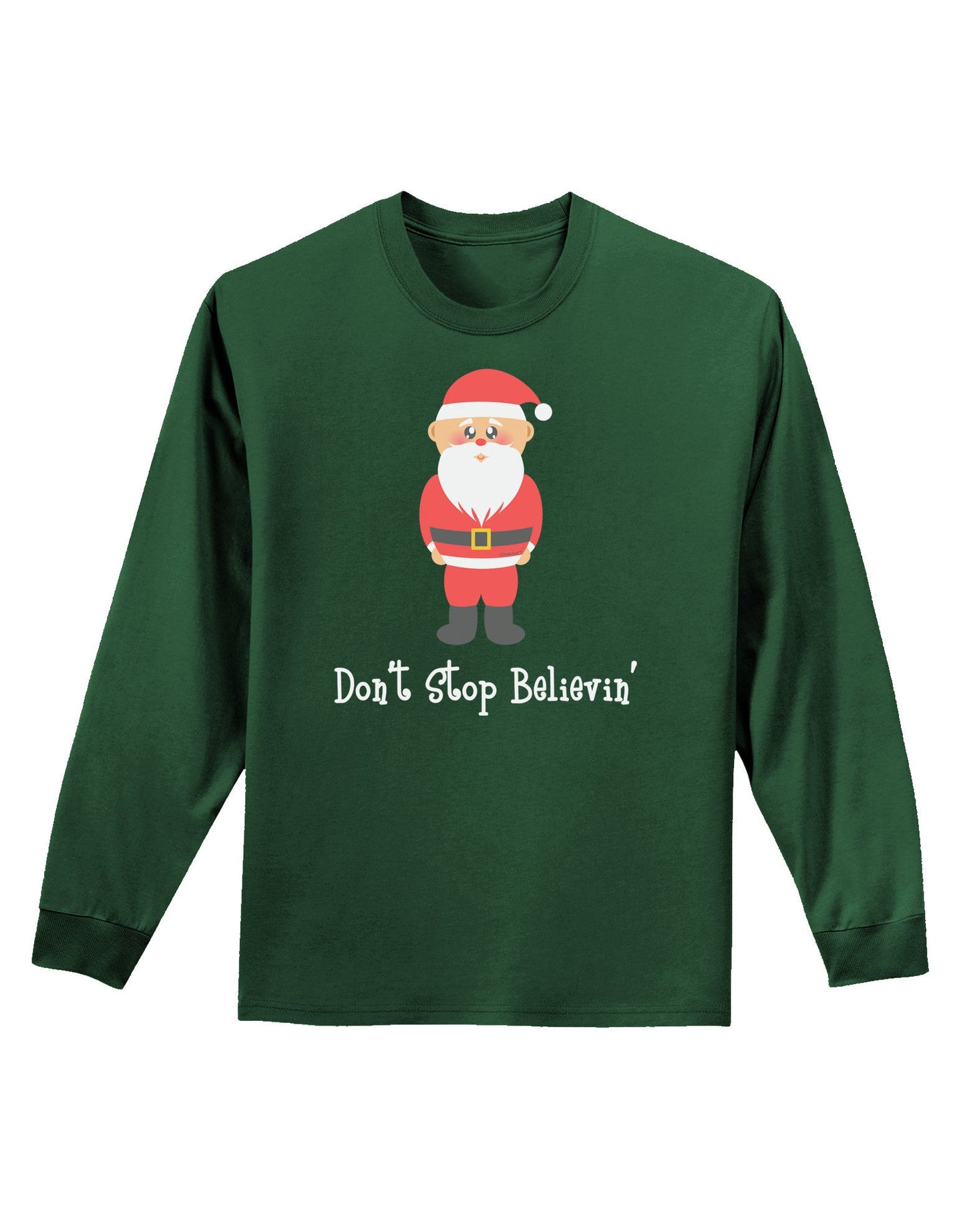 Don't Stop Believin' Santa Christmas Adult Long Sleeve Dark T-Shirt-TooLoud-Dark-Green-Small-Davson Sales