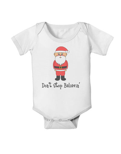 Don't Stop Believin' Santa Christmas Baby Romper Bodysuit-Baby Romper-TooLoud-White-06-Months-Davson Sales