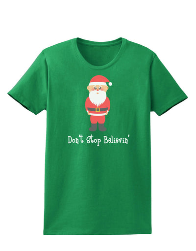 Don't Stop Believin' Santa Christmas Womens Dark T-Shirt-TooLoud-Kelly-Green-X-Small-Davson Sales