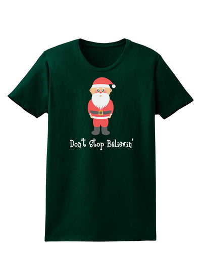 Don't Stop Believin' Santa Christmas Womens Dark T-Shirt-TooLoud-Forest-Green-Small-Davson Sales