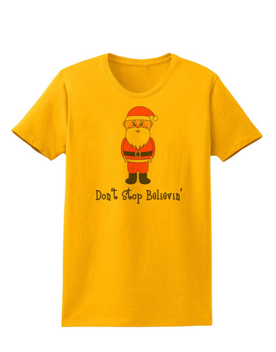 Don't Stop Believin' Santa Christmas Womens T-Shirt-Womens T-Shirt-TooLoud-Gold-X-Small-Davson Sales