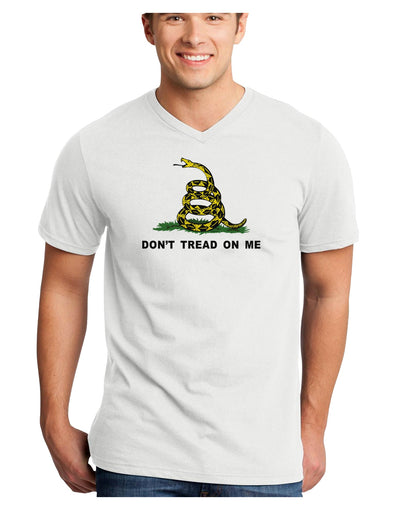 Don't Tread On Me Gadsden Flag Rattlesnake Adult V-Neck T-shirt-Mens V-Neck T-Shirt-TooLoud-White-Small-Davson Sales