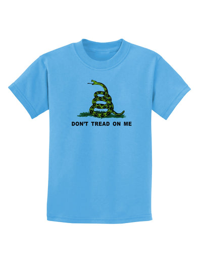 Don't Tread On Me Gadsden Flag Rattlesnake Childrens T-Shirt-Childrens T-Shirt-TooLoud-Aquatic-Blue-X-Small-Davson Sales