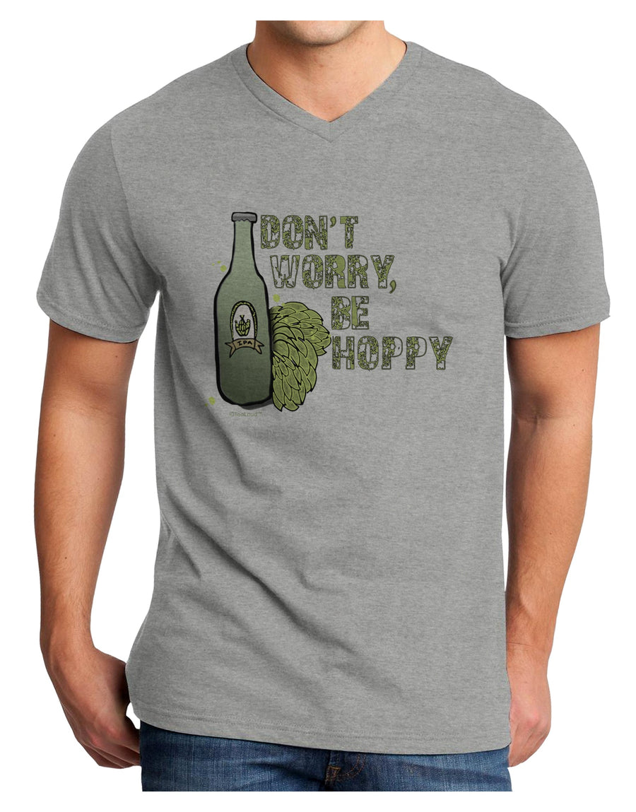 Don't Worry Be Hoppy Adult V-Neck T-shirt-Mens V-Neck T-Shirt-TooLoud-White-Small-Davson Sales