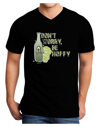 Don't Worry Be Hoppy Dark Adult Dark V-Neck T-Shirt-Mens V-Neck T-Shirt-TooLoud-Black-Small-Davson Sales