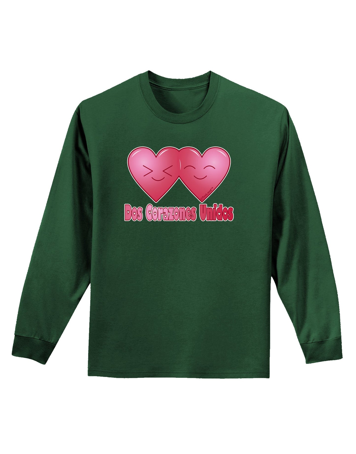 Dos Corazones Unidos Design Adult Long Sleeve Dark T-Shirt by TooLoud-TooLoud-Dark-Green-Small-Davson Sales