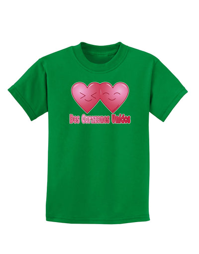 Dos Corazones Unidos Design Childrens Dark T-Shirt by TooLoud-Childrens T-Shirt-TooLoud-Kelly-Green-X-Small-Davson Sales