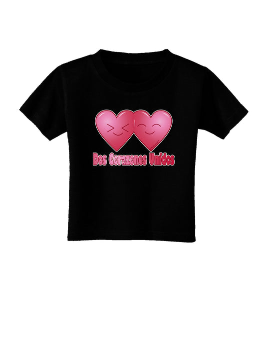 Dos Corazones Unidos Design Toddler T-Shirt Dark by TooLoud-Toddler T-Shirt-TooLoud-Black-2T-Davson Sales