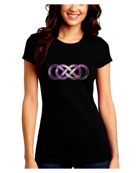 Double Infinity Galaxy Juniors Petite Crew Dark T-Shirt-T-Shirts Juniors Tops-TooLoud-Black-Juniors Fitted Small-Davson Sales