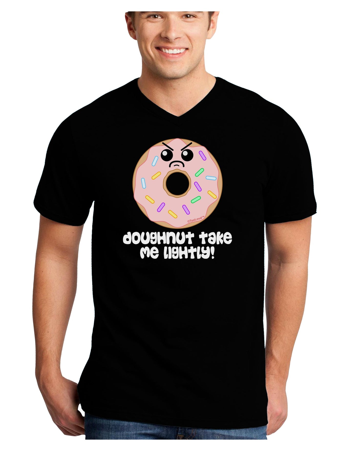 Doughnut - Doughnut Take Me Lightly Adult Dark V-Neck T-Shirt by TooLoud-Mens V-Neck T-Shirt-TooLoud-Black-Small-Davson Sales