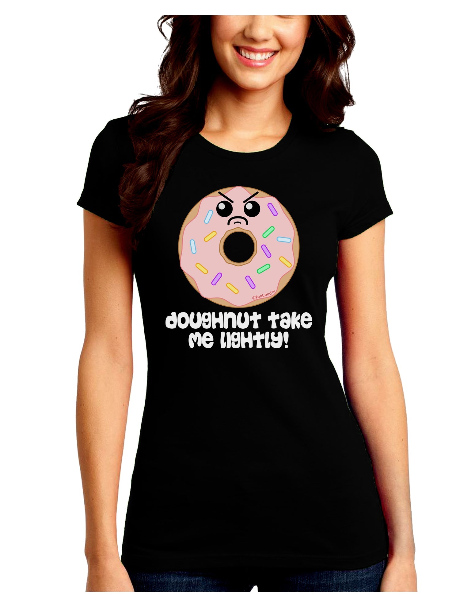Doughnut - Doughnut Take Me Lightly Juniors Crew Dark T-Shirt by TooLoud-T-Shirts Juniors Tops-TooLoud-Black-Juniors Fitted Small-Davson Sales