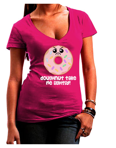 Doughnut - Doughnut Take Me Lightly Juniors V-Neck Dark T-Shirt by TooLoud-Womens V-Neck T-Shirts-TooLoud-Hot-Pink-Juniors Fitted Small-Davson Sales