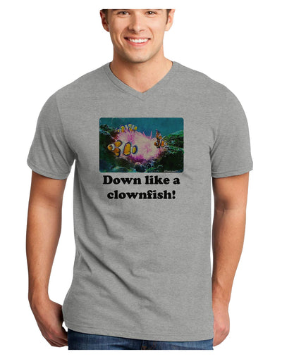 Down Like A Clownfish Adult V-Neck T-shirt-Mens V-Neck T-Shirt-TooLoud-HeatherGray-Small-Davson Sales