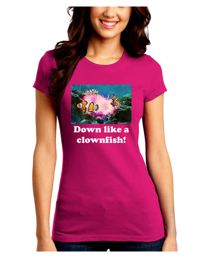 Down Like A Clownfish Juniors Crew Dark T-Shirt-T-Shirts Juniors Tops-TooLoud-Hot-Pink-Juniors Fitted Small-Davson Sales