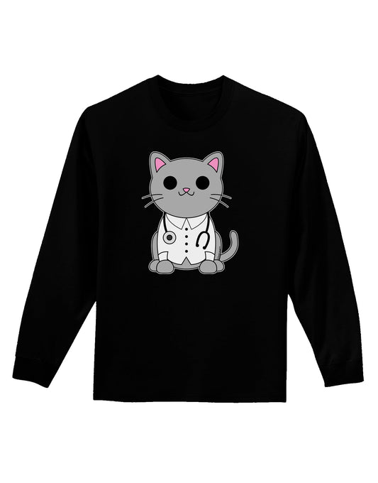 Dr Cat MD - Cute Cat Design Adult Long Sleeve Dark T-Shirt by TooLoud-TooLoud-Black-Small-Davson Sales