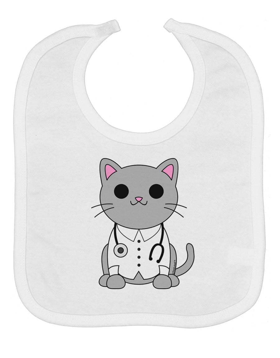 Dr Cat MD - Cute Cat Design Baby Bib by TooLoud