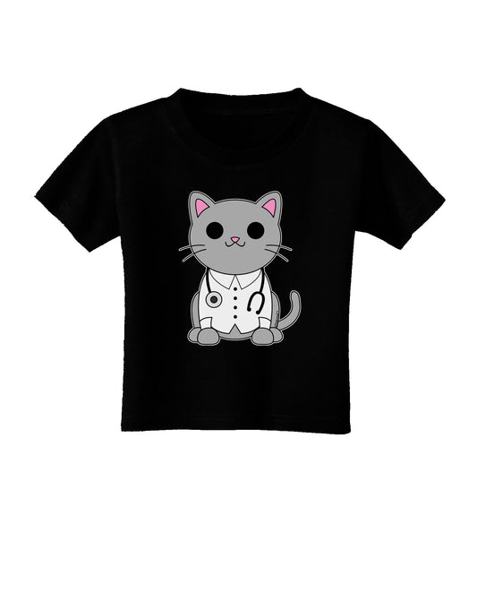 Dr Cat MD - Cute Cat Design Toddler T-Shirt Dark by TooLoud-Toddler T-Shirt-TooLoud-Black-2T-Davson Sales