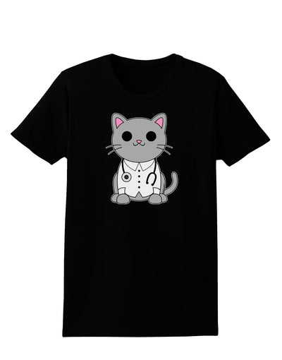 Dr Cat MD - Cute Cat Design Womens Dark T-Shirt by TooLoud-Womens T-Shirt-TooLoud-Black-X-Small-Davson Sales