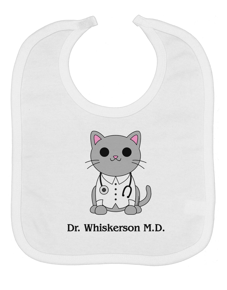 Dr Whiskerson MD - Cute Cat Design Baby Bib by TooLoud