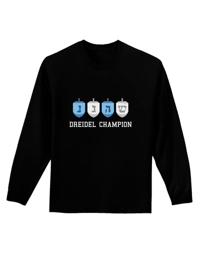 Dreidel Champion Hanukkah Adult Long Sleeve Dark T-Shirt-TooLoud-Black-Small-Davson Sales