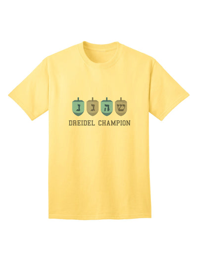 Dreidel Champion Hanukkah Adult T-Shirt: Premium Quality for the Festive Season-Mens T-shirts-TooLoud-Yellow-Small-Davson Sales