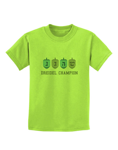 Dreidel Champion Hanukkah Childrens T-Shirt-Childrens T-Shirt-TooLoud-Lime-Green-X-Small-Davson Sales