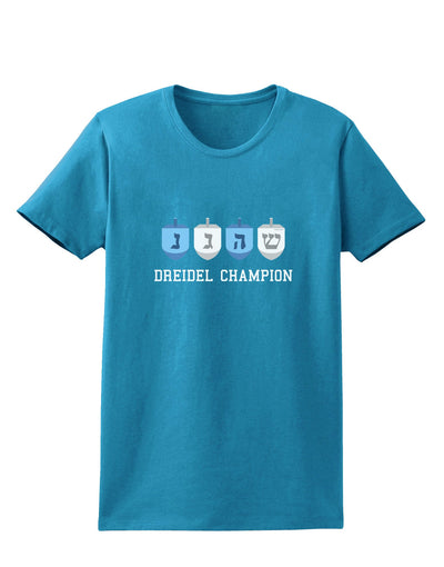 Dreidel Champion Hanukkah Womens Dark T-Shirt-TooLoud-Turquoise-X-Small-Davson Sales