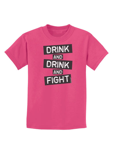 Drink and Drink and Fight Childrens Dark T-Shirt-Childrens T-Shirt-TooLoud-Sangria-X-Small-Davson Sales