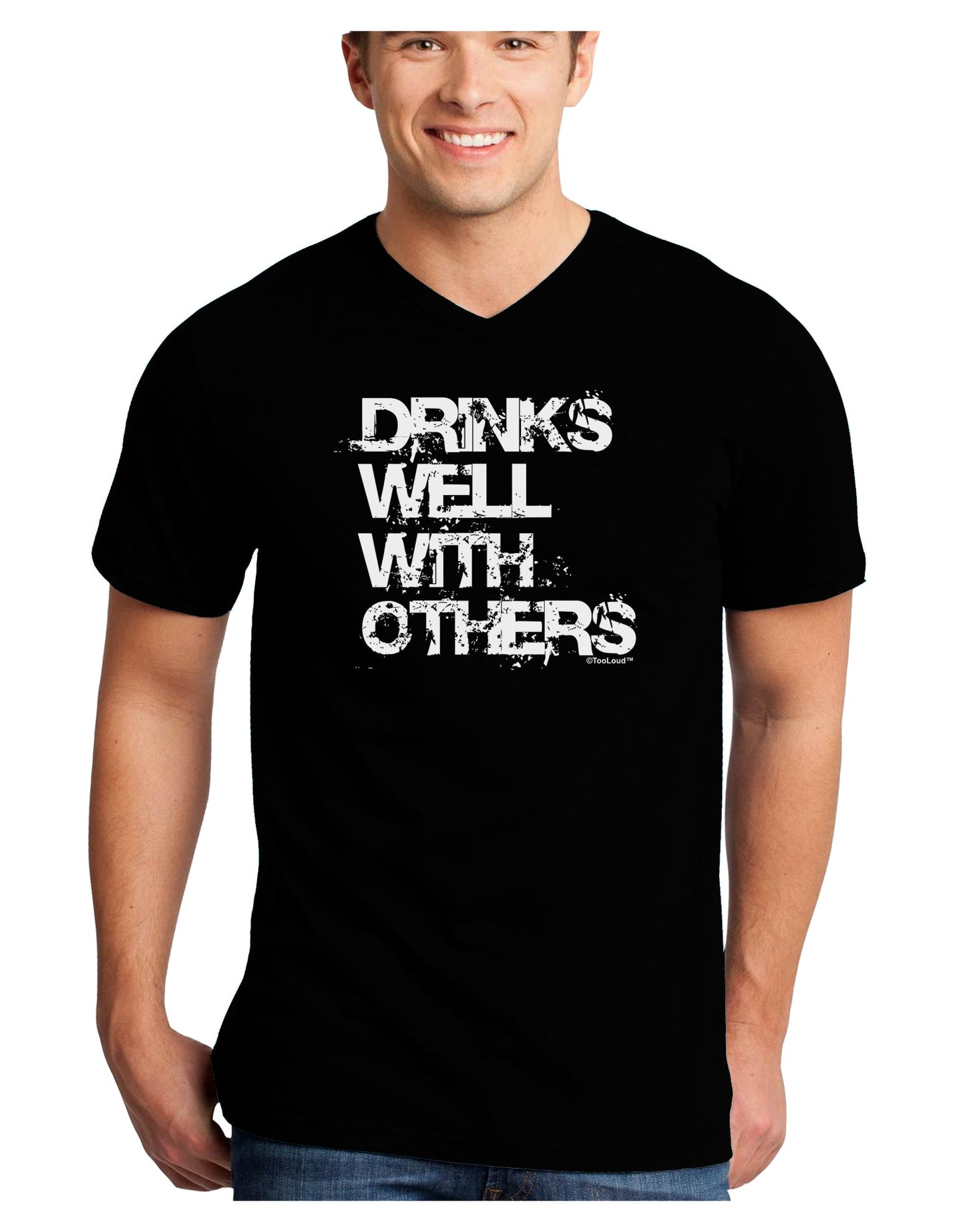 Drinks Well With Others Adult Dark V-Neck T-Shirt by TooLoud-Mens V-Neck T-Shirt-TooLoud-Black-Small-Davson Sales