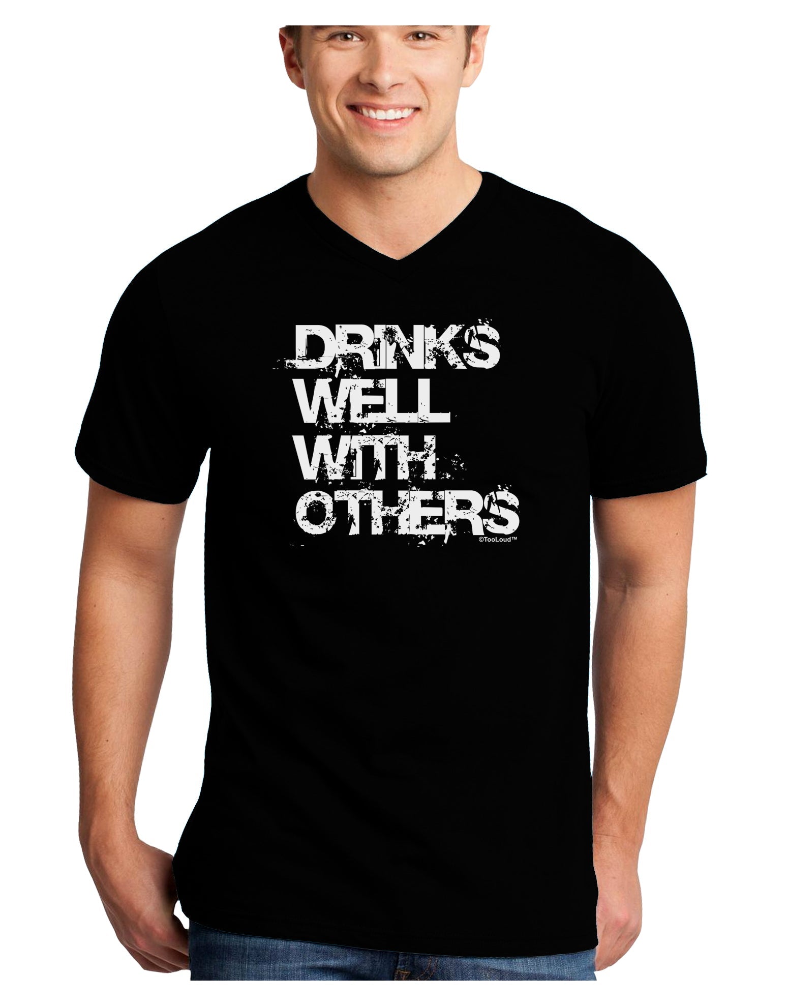 Drinks Well With Others Adult Dark V-Neck T-Shirt by TooLoud-Mens V-Neck T-Shirt-TooLoud-Black-Small-Davson Sales