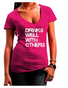 Drinks Well With Others Juniors V-Neck Dark T-Shirt by TooLoud-Womens V-Neck T-Shirts-TooLoud-Hot-Pink-Juniors Fitted Small-Davson Sales