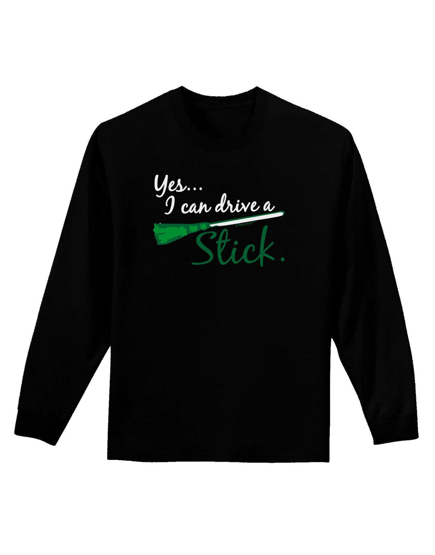 Drive Stick Green Adult Long Sleeve Dark T-Shirt-TooLoud-Black-Small-Davson Sales