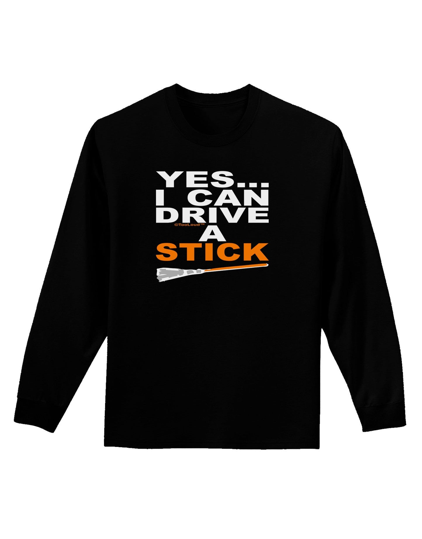 Drive Stick Orange Adult Long Sleeve Dark T-Shirt-TooLoud-Black-Small-Davson Sales