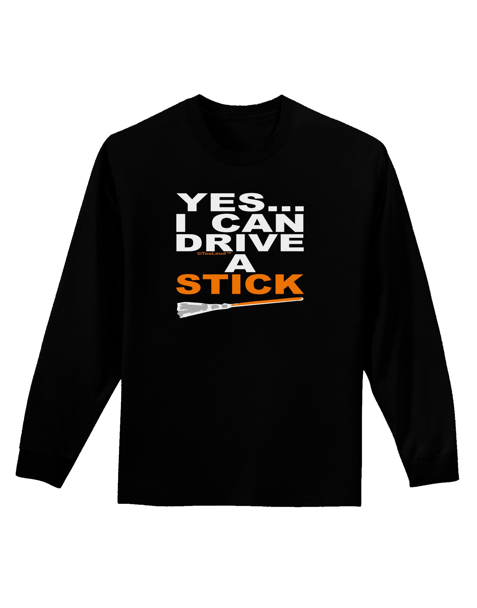 Drive Stick Orange Adult Long Sleeve Dark T-Shirt-TooLoud-Black-Small-Davson Sales
