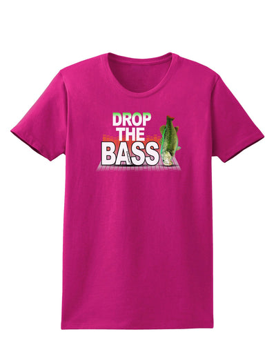 Drop The Bass Fish Womens Dark T-Shirt-TooLoud-Hot-Pink-Small-Davson Sales