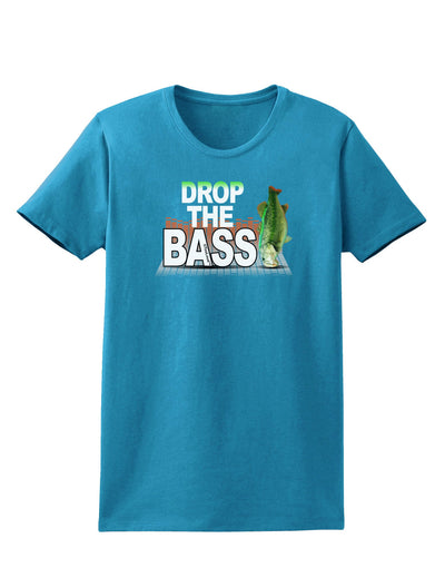 Drop The Bass Fish Womens Dark T-Shirt-TooLoud-Turquoise-X-Small-Davson Sales