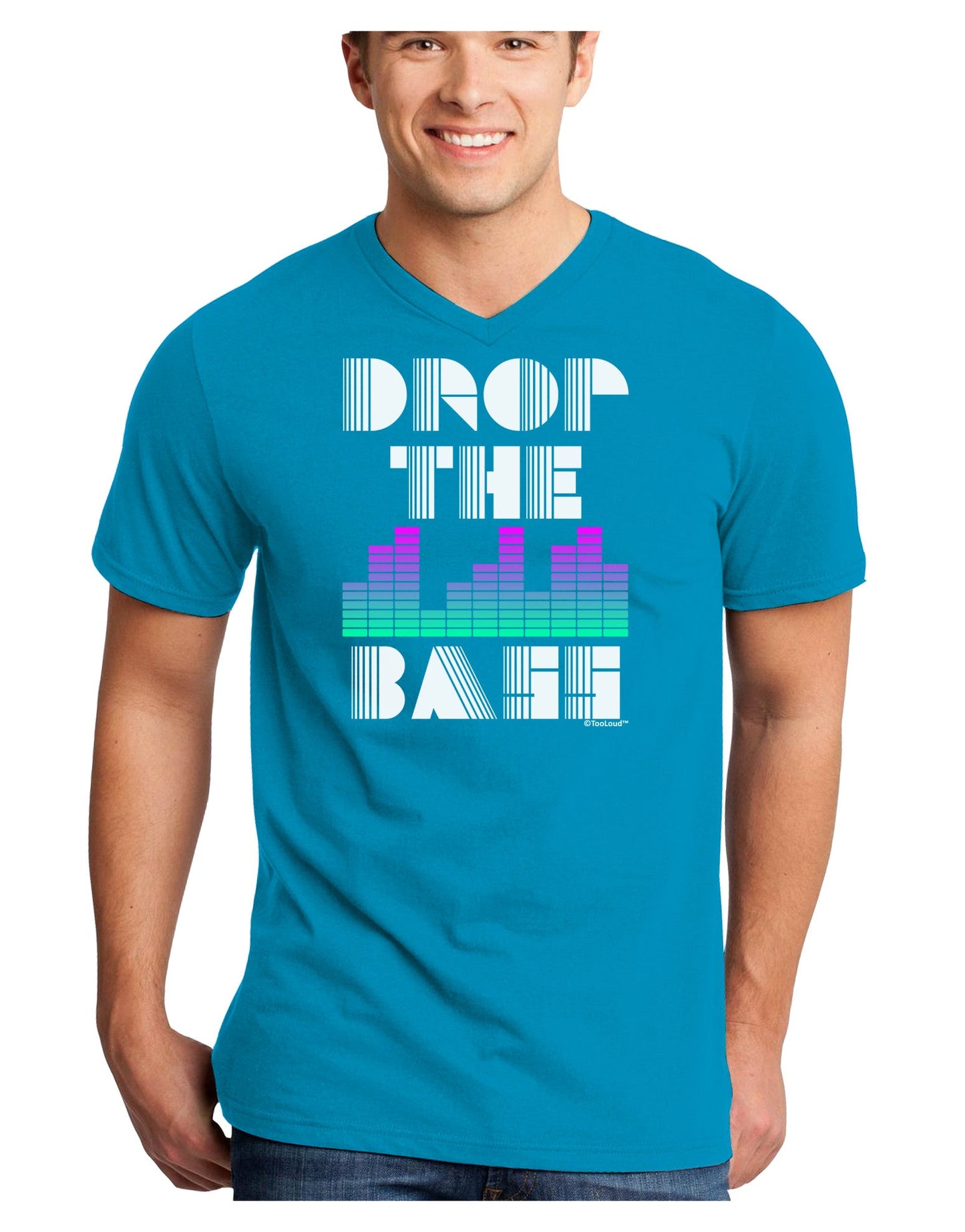 Drop the Bass Adult Dark V-Neck T-Shirt-TooLoud-Turquoise-Small-Davson Sales