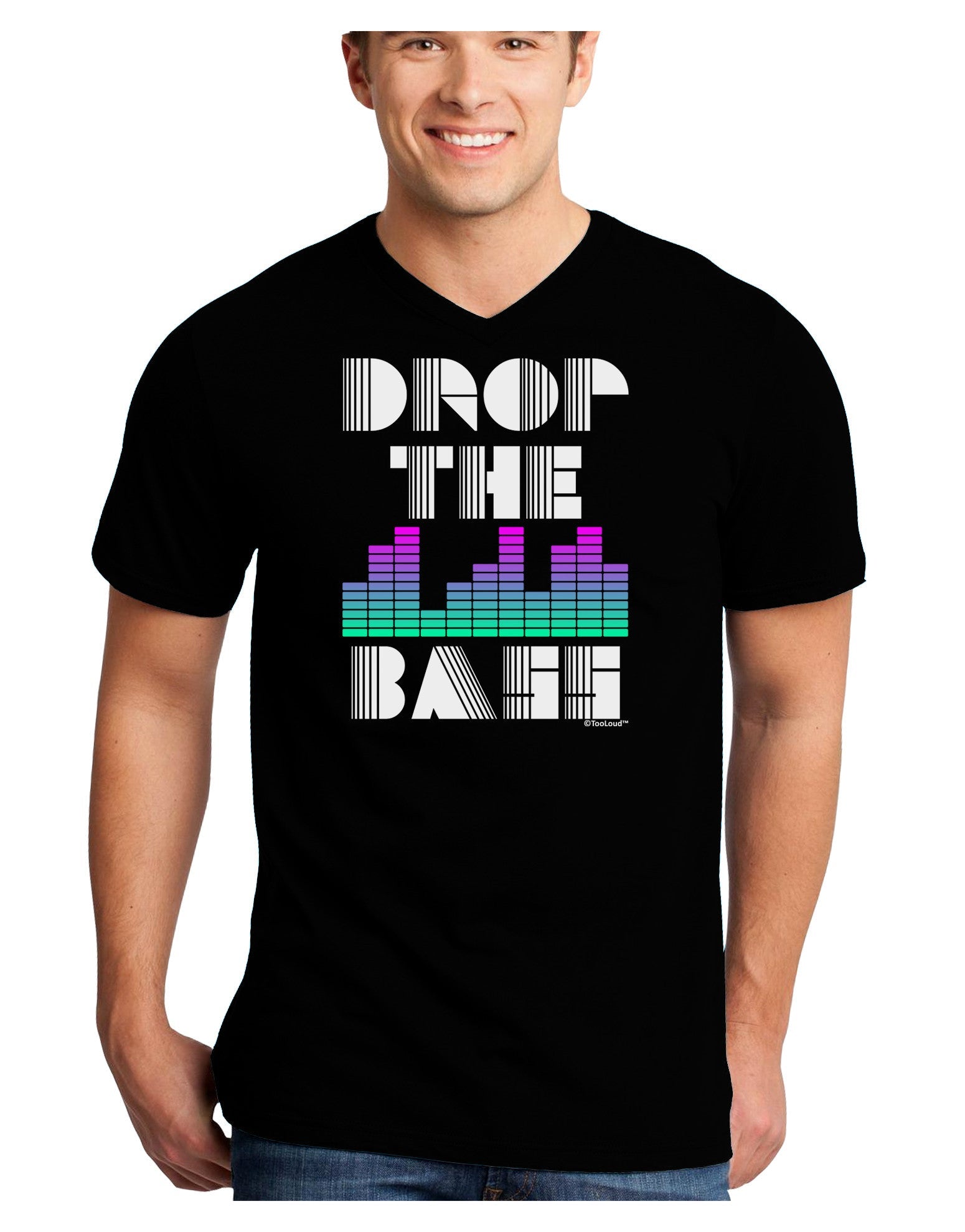 Drop the Bass Adult Dark V-Neck T-Shirt-TooLoud-Black-Small-Davson Sales